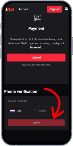 1Red Casino telefoonnummer verificatie